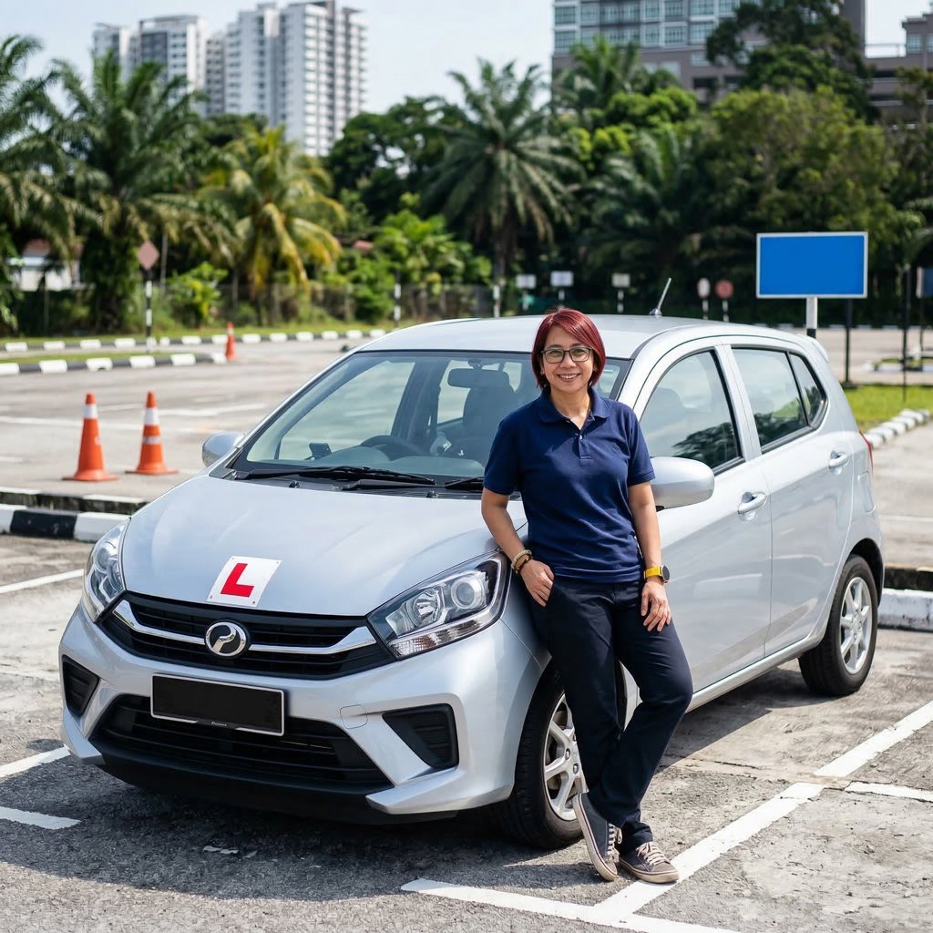 cikgu-maslinah-pengajar-memandu-wanita-kereta-axia-gelang-patah